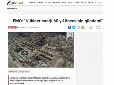EMO: `NÜKLEER ENERJİ 60 YIL ÖNCESİNİN GÜNDEMİ` (BERKHABER.COM)