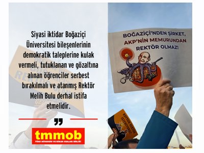 TMMOB: MELİH BULU BOĞAZİÇİNE REKTÖR OLAMAZ!