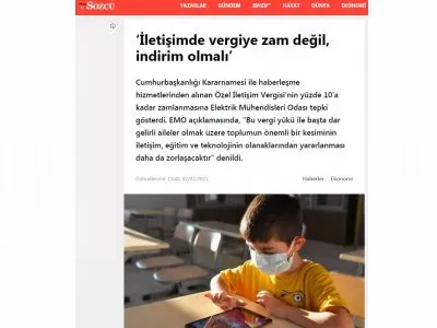 İLETİŞİMDE VERGİYE ZAM DEĞİL, İNDİRİM OLMALI (SOZCU.COM.TR)