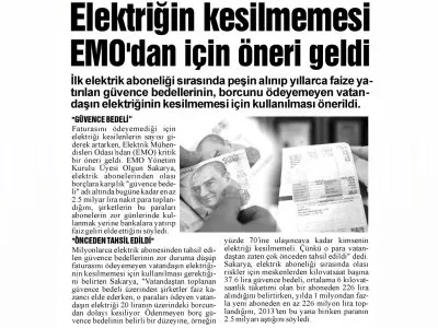 ELEKTRİĞİN KESİLMEMESİ EMO`DAN İÇİN ÖNERİ GELDİ (SAKARYA HALK)