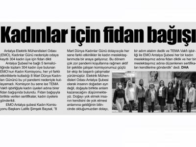 KADINLAR İÇİN FİDAN BAĞIŞI (AKDENİZDE YENİ YÜZYIL-09.03.2021)