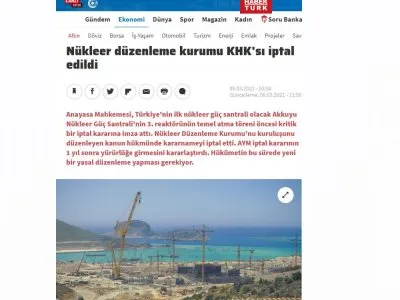 NÜKLEER DÜZENLEME KURUMU KHK`SI İPTAL EDİLDİ (HABERTURK.COM)