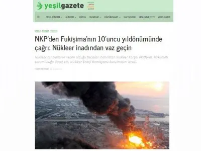 NKPDEN FUKİŞİMANIN 10UNCU YILDÖNÜMÜNDE ÇAĞRI: NÜKLEER İNADINDAN VAZ GEÇİN (YEŞİLGAZETE.ORG)