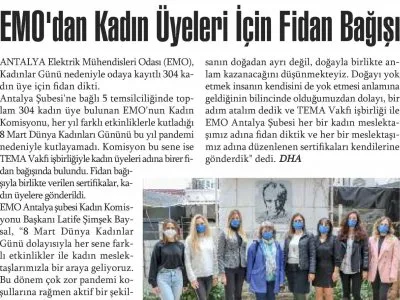 EMO`DAN KADIN ÜYELERİ İÇİN FİDAN BAĞIŞI (AYYILDIZ TOROS-09.03.2021)