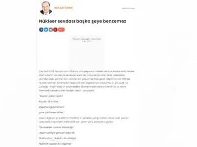 NÜKLEER SEVDASI BAŞKA ŞEYE BENZEMEZ (BAYAZIT İHLAN-BİRGUN.NET)