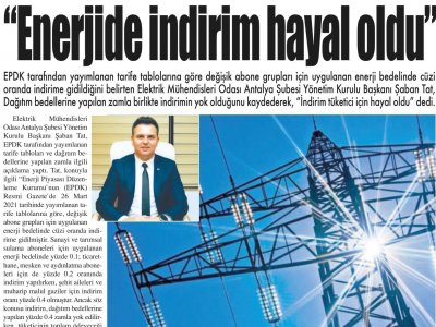 ENERJİDE İNDİRİM HAYAL OLDU (ANTALYA SON HABER-07.04.2021)