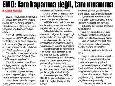 EMO: TAM KAPANMA DEĞİL TAM MUAMMA (ZAFER GAZETESİ, 04.04.2021)