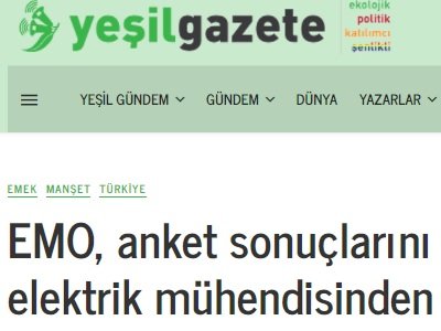 BASINDA ŞUBEMİZ: YEŞİL GAZATE
`EMO İSTANBUL ŞUBESİ ANKET SONUÇLARINI AÇIKLADI`