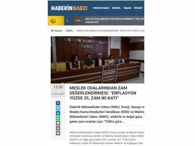 MESLEK ODALARINDAN ZAM DEĞERLENDİRMESİ: ENFLASYON YÜZDE 35, ZAM İKİ KATI (HABERİNNABZİ.COM)