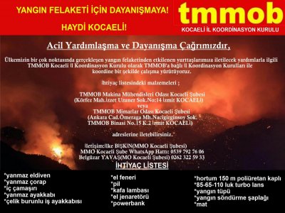 YANGIN FELAKETİ İÇİN DAYANIŞMAYA!