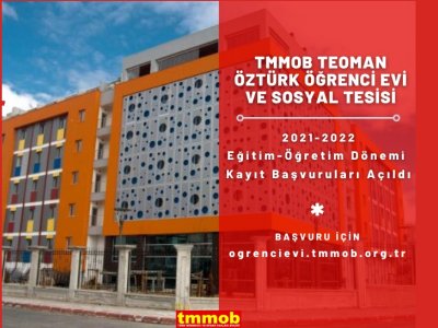 TMMOB TEOMAN ÖZTÜRK ÖĞRENCİ EVİ BAŞVURULARI BAŞLADI