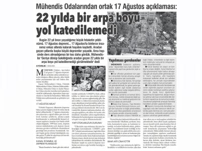 17 AĞUSTOS 1999: 22 YILDIR ÖNLEM ALINMADI (AYDINLIK)