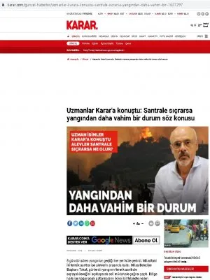 UZMANLAR KARAR`A KONUŞTU: SANTRALE SIÇRARSA YANGINDAN DAHA VAHİM BİR DURUM SÖZ KONUSU (KARAR.COM)