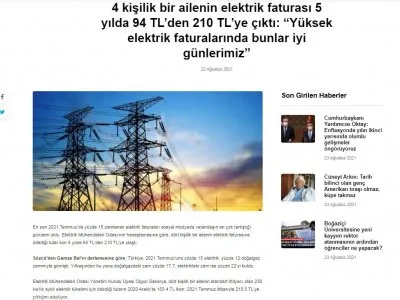 4 KİŞİLİK BİR AİLENİN ELEKTRİK FATURASI 5 YILDA 94 TLDEN 210 TLYE ÇIKTI: YÜKSEK ELEKTRİK FATURALARINDA BUNLAR İYİ GÜNLERİMİZ (YOLHABER.NET)