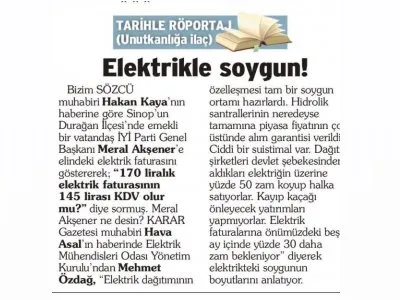 ELEKTRİKLE SOYGUN!-(NECATİ DOĞRU/SÖZCÜ)