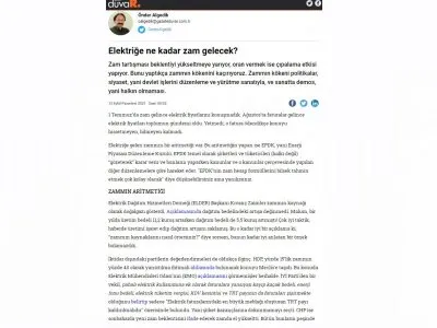 ELEKTRİĞE NE KADAR ZAM GELECEK? (ÖNDER ALGEDİK/GAZETEDUVAR.COM.TR)