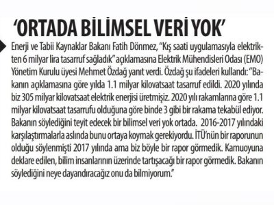`ORTADA BİLİMSEL VERİ YOK` (KARAR)