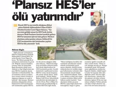`PLANSIZ HES`LER ÖLÜ YATIRIMDIR` (TÜRKİYE`DE YENİ ÇAĞ)