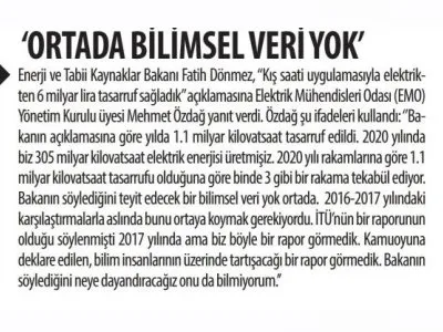 `ORTADA BİLİMSEL VERİ YOK` (KARAR)