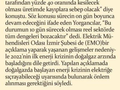 `DOĞALGAZ KESİNTİSİ DENGELERİ BOZACAK (İZGAZETE)