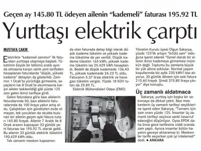 YURTTAŞI ELEKTRİK ÇARPTI (CUMHURİYET)