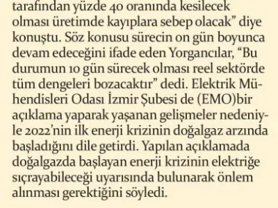 `DOĞALGAZ KESİNTİSİ DENGELERİ BOZACAK (İZGAZETE)