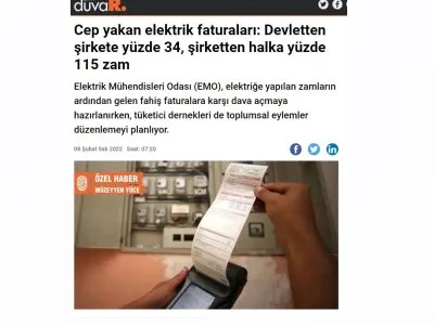 CEP YAKAN ELEKTRİK FATURALARI: DEVLETTEN ŞİRKETE YÜZDE 34, ŞİRKETTEN HALKA YÜZDE 115 ZAM (GAZETEDUVAR.COM.TR)