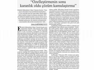 `ÖZELLEŞTİRMENİN SONU KARANLIK OLDU ÇÖZÜM KAMULAŞTIRMA` (BAŞKENT GAZETESİ)