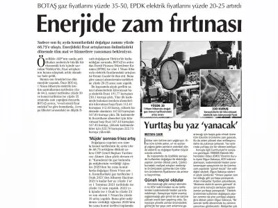 ENERJİDE ZAM FIRTINASI (CUMHURİYET)