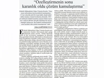 `ÖZELLEŞTİRMENİN SONU KARANLIK OLDU ÇÖZÜM KAMULAŞTIRMA` (BAŞKENT GAZETESİ)