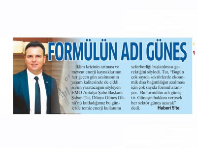 FORMÜLÜN ADI GÜNEŞ (AKDENİZ MANŞET - 22.06.2022)