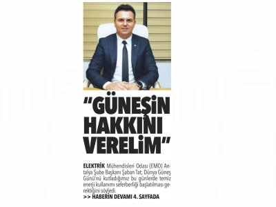 `GÜNEŞİN HAKKINI VERELİM` (ANTALYA YÜZYÜZE - 22.06.2022)