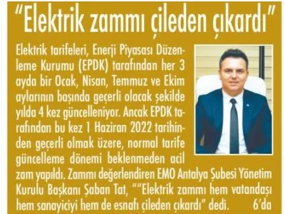 ELEKTRİK ZAMMI ÇİLEDEN ÇIKARDI (ANTALYA SON HABER - 02.06.2022)