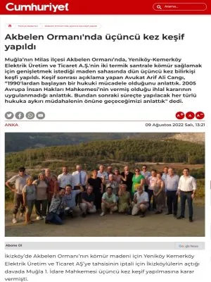 AKBELEN ORMANI`NDA ÜÇÜNCÜ KEZ KEŞİF YAPILDI (CUMHURİYET.COM.TR)