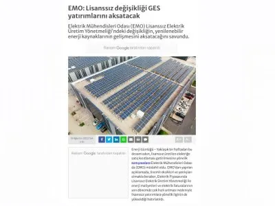 EMO: LİSANSSIZ DEĞİŞİKLİĞİ GES YATIRIMLARINI AKSATACAK (ENERJİGUNLUGU.NET)