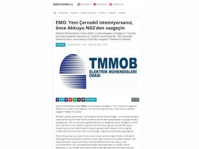 EMO: YENİ ÇERNOBİL İSTEMİYORSANIZ, ÖNCE AKKUYU NGSDEN VAZGEÇİN (MEDYAPORT.NET)