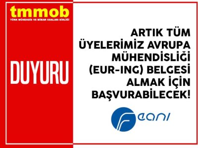 ARTIK TÜM ÜYELERİMİZ EUR-ING BELGESİ ALMAK İÇİN BAŞVURABİLECEK!