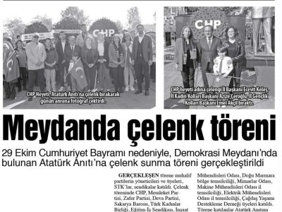 YENİ SAKARYA GAZETESİ: MEYDANDA ÇELENK TÖRENİ