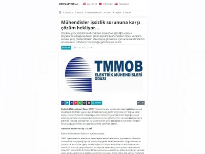 MÜHENDİSLER İŞSİZLİK SORUNUNA KARŞI ÇÖZÜM BEKLİYOR(MEDYAPORT.NET)