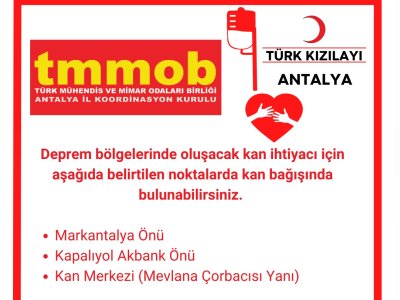 DEPREM BÖLGESİ İÇİN KAN BAĞIŞI ÇAĞRISI