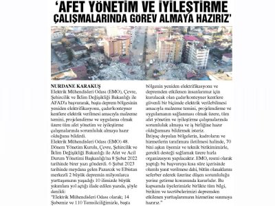 `AFET YÖNETİM VE İYİLEŞTİRME ÇALIŞMALARINDA GÖREV ALMAYA HAZIRIZ` (MERSİN)