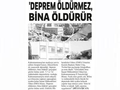 `DEPREM ÖLDÜRMEZ, BİNA ÖLDÜRÜR` (DÜZCE`NİN SESİ)