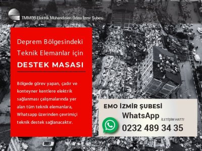 DEPREM BÖLGESİNDEKİ TEKNİK ELEMANLAR İÇİN <B>DESTEK MASASI</B>