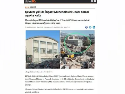 ÇEVRESİ YIKILDI, İNŞAAT MÜHENDİSLERİ ODASI BİNASI AYAKTA KALDI (GAZETEDUVAR.COM.TR)
