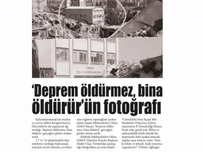 `DEPREM ÖLDÜRMEZ, BİNA ÖLDÜRÜRÜN FOTOĞRAFI` (DÜZCE PARANTEZ)