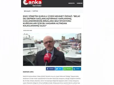 EMO YÖNETİM KURULU ÜYESİ MEHMET ÖZDAĞ: `BELKİ DE DEPREM SAĞLAMLAŞTIRMASI YAPILMAMIŞ, GÜÇLENDİRMEMİŞ BİNALARA BAZ İSTASYONU KURDUKLARI İÇİN BU HASARIN ALTINDAN KALKILAMAMIŞ OLDU` (ANKAHABER.NET)