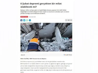 6 ŞUBAT DEPREMİ GERÇEKTEN BİR MİLAT OLABİLECEK Mİ? (MAHİR ULUTAŞ- EMO YÖNETİM KURULU BAŞKANI/BİRGÜN PAZAR)
