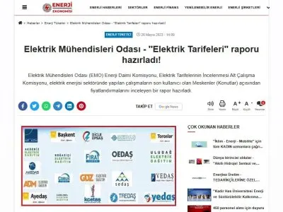 ELEKTRİK MÜHENDİSLERİ ODASI  `ELEKTRİK TARİFELERİ` RAPORU HAZIRLADI! (ENERJİEKONOMİSİ.COM)