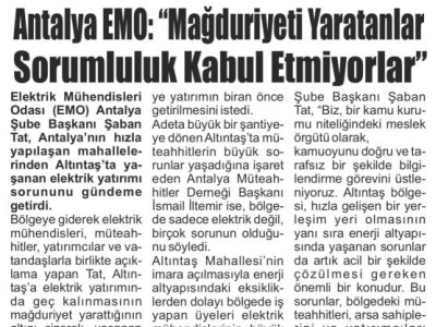 ANTALYA EMO: `MAĞDURİYET YARATANLAR SORUMLULUK KABUL ETMİYOR` (AKDENİZ GÜNCEL - 08.06.2023)
