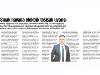 SICAK HAVADA ELEKTRİK TESİSATI UYARISI(GERÇEK ALANYA-21.07.2023)